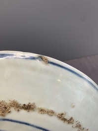 A Chinese blue and white Swatow dish with floral design, Ming