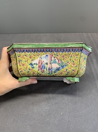 A pair of Chinese yellow-ground Canton enamel jardini&egrave;res, Jiaqing