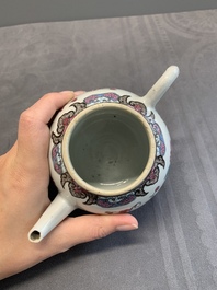 Four Chinese blue, white and famille rose teapots, Yongzheng/Qianlong