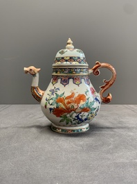 A Chinese famille rose 'dragon spout' teapot with floral design, Yongzheng/Qianlong