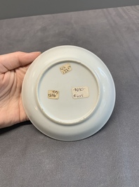 A fine Chinese Canton famille rose 'mandarin subject' cup and saucer, Qianlong