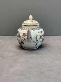 Four Chinese blue, white and famille rose teapots, Yongzheng/Qianlong