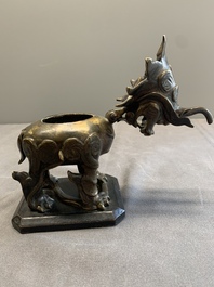 A small Chinese bronze 'luduan' incense burner and cover, Ming