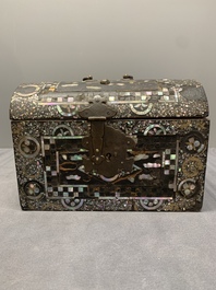 A Japanese gilt-lacquered mother-of-pearl inlaid Namban coffer for the Portuguese market, Edo, 17th C.