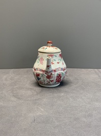 Four Chinese blue, white and famille rose teapots, Yongzheng/Qianlong