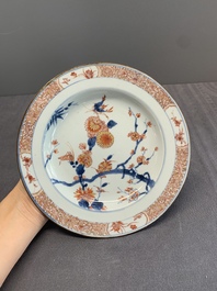 Seven Chinese Imari-style 'flowers and insects' plates, Kangxi/Yongzheng