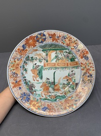 A pair of Chinese verte-Imari 'The Yang family female generals 楊門女將' dishes, Kangxi