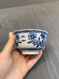 A pair of Chinese blue and white 'Catholic subject' cups and saucers with Madonna and child, Kangxi