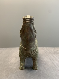 A rare Chinese inscribed bronze tapir-form vessel and cover, 'xizun 犧尊', late Ming/early Qing