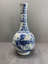 A Chinese blue and white 'Lian Sheng San Ji 連升三級' bottle vase, Transitional period