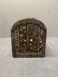 A Japanese gilt-lacquered mother-of-pearl inlaid Namban coffer for the Portuguese market, Edo, 17th C.