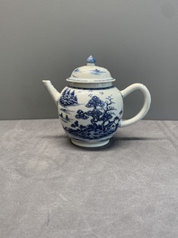 Four Chinese blue, white and famille rose teapots, Yongzheng/Qianlong