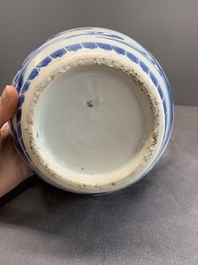 A Chinese blue and white 'Lian Sheng San Ji 連升三級' bottle vase, Transitional period