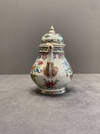 A Chinese famille rose 'dragon spout' teapot with floral design, Yongzheng/Qianlong