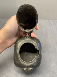 A Chinese bronze 'luduan' incense burner and cover, Ming