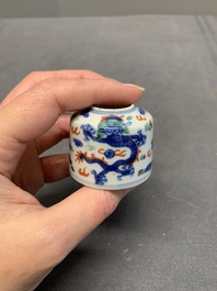 Seven Chinese blue, white and doucai vases, Wanli/Yongzheng/Qianlong mark, 19th C.
