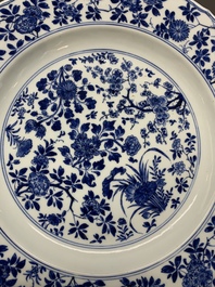 A Chinese blue and white 'four seasons' dish, Kangxi mark and of the period