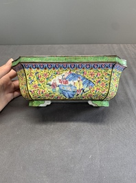 A pair of Chinese yellow-ground Canton enamel jardini&egrave;res, Jiaqing