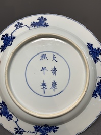 A Chinese blue and white 'four seasons' dish, Kangxi mark and of the period