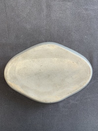 A pair of Chinese Canton famille rose gilt-decorated quadrifoil 'landscape' dishes, Jiaqing