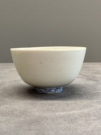 A Chinese blue and white anhua bowl, late Ming