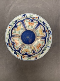A large Chinese verte-Imari 'peony scroll' vase and cover, Kangxi