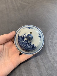 Four Chinese blue, white and famille rose teapots, Yongzheng/Qianlong