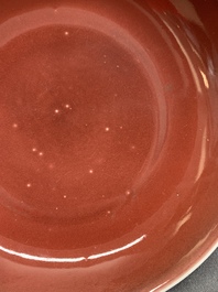 A Chinese copper-red-glazed plate, Qianlong mark and of the period