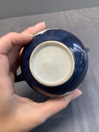 Four Chinese blue, white and famille rose teapots, Yongzheng/Qianlong