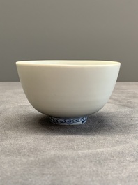 A Chinese blue and white anhua bowl, late Ming