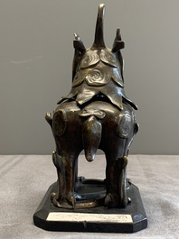 A small Chinese bronze 'luduan' incense burner and cover, Ming