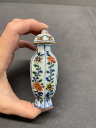 A rare Chinese famille verte garniture of five miniature vases with floral design, Kangxi