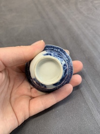 A varied collection of Chinese blue and white, and famille rose tea wares, Qianlong