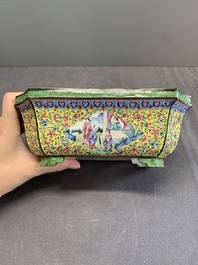 A pair of Chinese yellow-ground Canton enamel jardini&egrave;res, Jiaqing