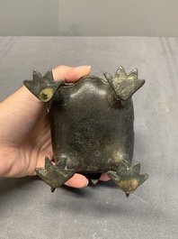 A Chinese bronze 'luduan' incense burner and cover, Ming