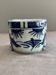 A Chinese blue and white 'kraak' porcelain censer with figures in a landscape, Wanli