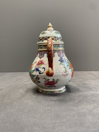 A Chinese famille rose 'dragon spout' teapot with floral design, Yongzheng/Qianlong
