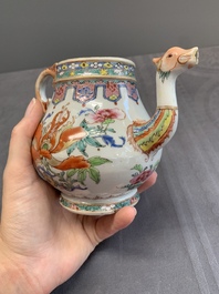 A Chinese famille rose 'dragon spout' teapot with floral design, Yongzheng/Qianlong