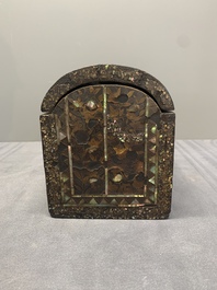 A Japanese gilt-lacquered mother-of-pearl inlaid Namban coffer for the Portuguese market, Edo, 17th C.