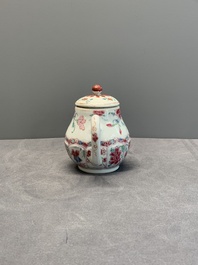 Four Chinese blue, white and famille rose teapots, Yongzheng/Qianlong