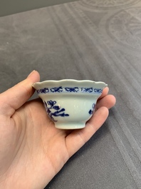 A varied collection of Chinese blue and white, and famille rose tea wares, Qianlong