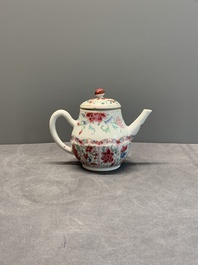 Four Chinese blue, white and famille rose teapots, Yongzheng/Qianlong