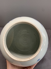 A fine Chinese blue and white 'antiquities' jar, Jiajing mark, Transitional period