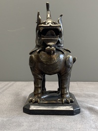 A small Chinese bronze 'luduan' incense burner and cover, Ming
