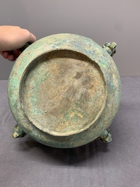 A Chinese archaic bronze water basin, 'Jian', Eastern Zhou dynasty/Spring and Autumn period