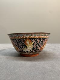 Three Chinese black-ground Bencharong bowls for the Thai market, 19th C.