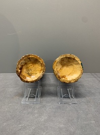 A Chinese incised white-glazed bowl and a pair of turquoise-glazed vases, Ming