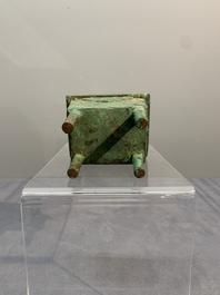 Two Chinese archaistic miniature bronze censers, one with cover, 'ding 鼎', Song