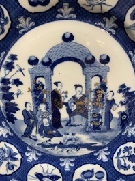 A Chinese blue and white 'arbour' dish after Cornelis Pronk, Qianlong