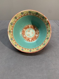 Three Chinese black-ground Bencharong bowls for the Thai market, 19th C.